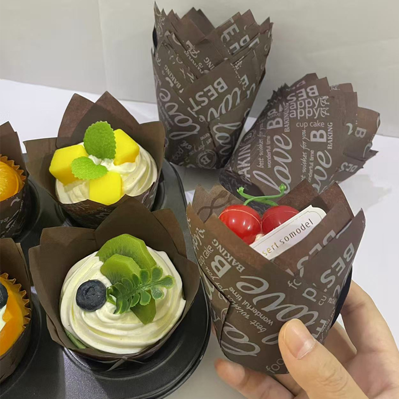 Event Suppliers - 50Pcs/100Pcs Coffee-Themed Tulip Cake Paper Cups,