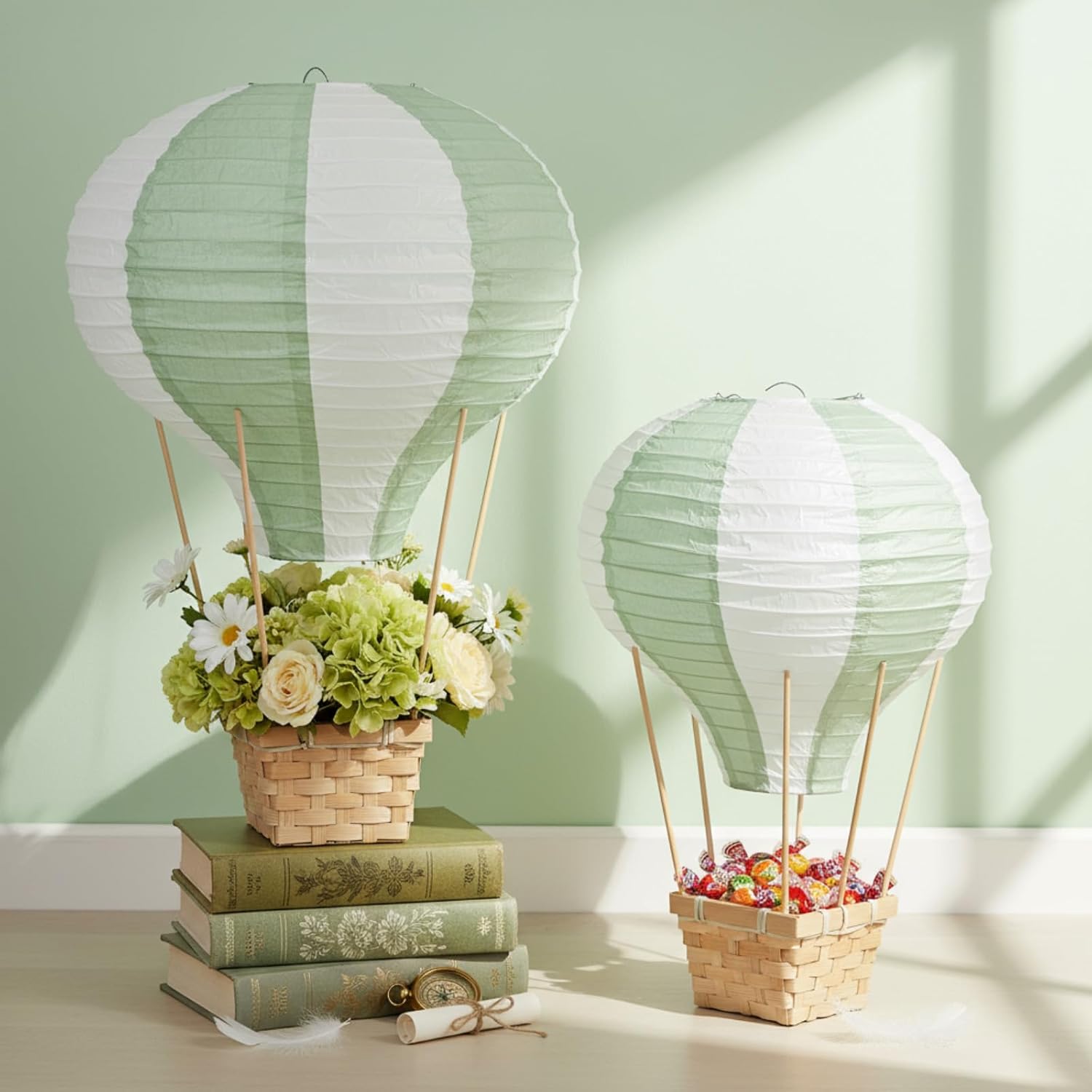 6-24PCS Sage Paper Lanterns Bi - огляд і ціна Centerpiece Stick