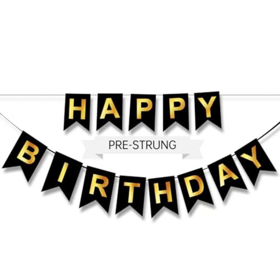 Happy Birthday Banner,Pre-Stru - огляд і ціна Party Banner Gold
