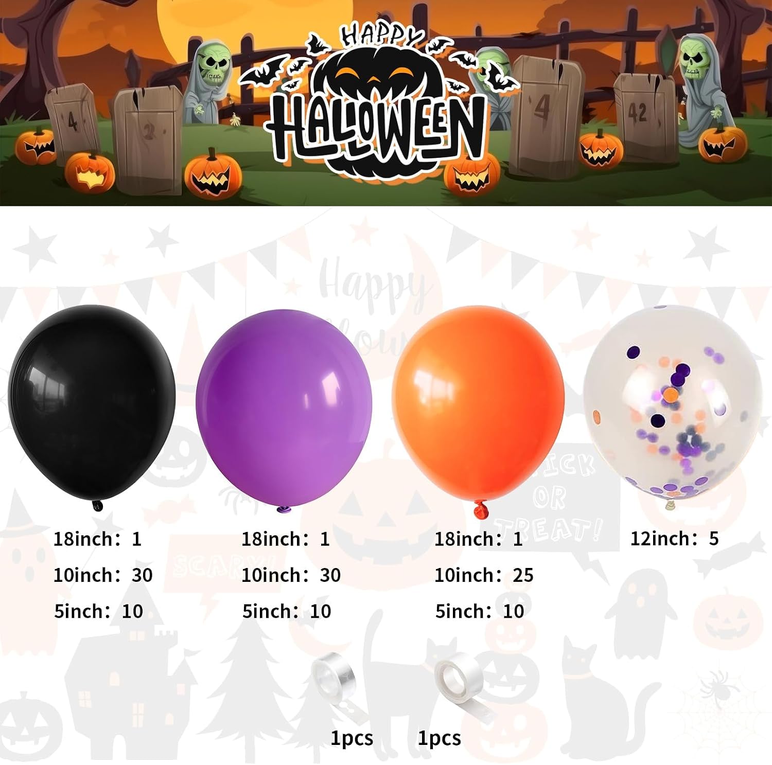 Jobkoo Halloween Balloon Arch  - огляд і ціна Balloon Arch Kit