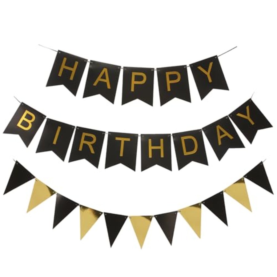 Black and Gold Striped Banner  - огляд і ціна Party Banner Gold